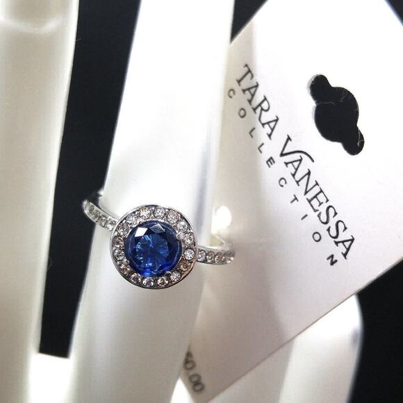 Tara Vanessa Blue Crystal Ring, Size 7, Blue Rhinestone, NWT - Picture 1 of 6